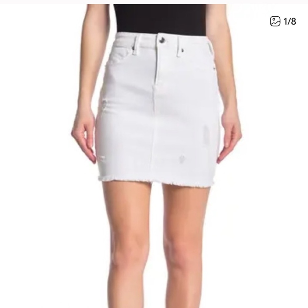 Good American White Distressed Jean Mini Skirt Sz 16
